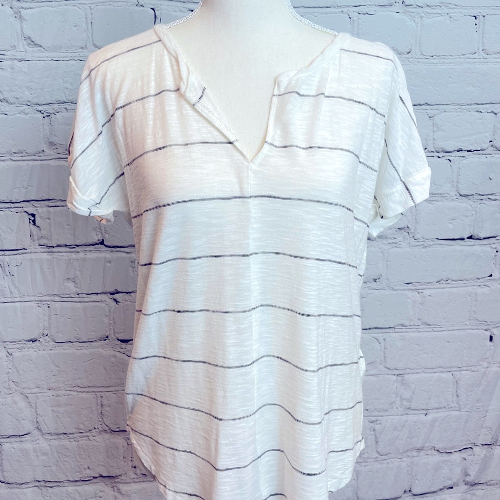 Madewell White Striped Tee